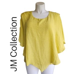 JM Collection yellow top blouse NWT! Size 0X